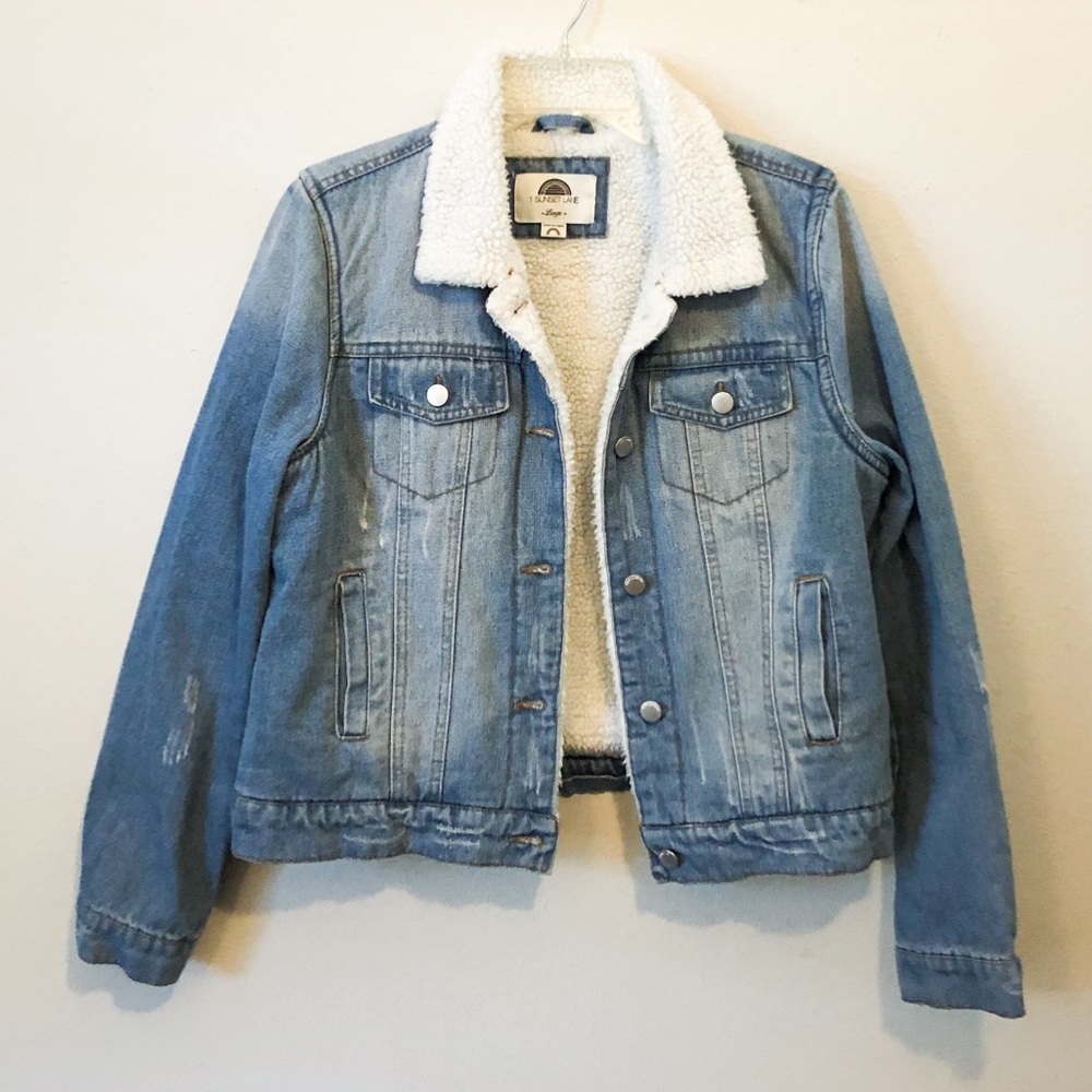 1 Sunset Lane • Sherpa Lined Denim Jacket •